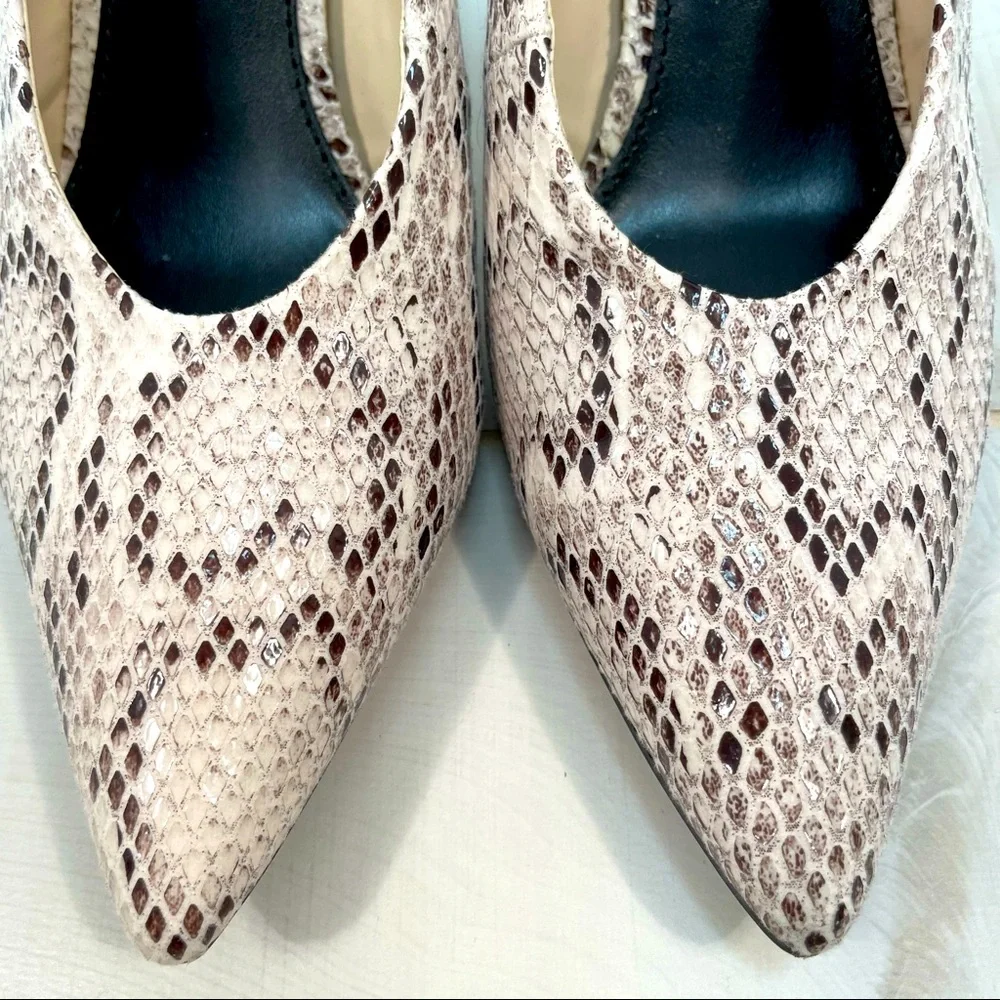 Bar III Snake Look Cream Black Sling-Back Heels Tanyaf Size 8 - Picture 5 of 8